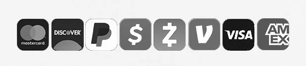 Payment options icons including credit cards and apps