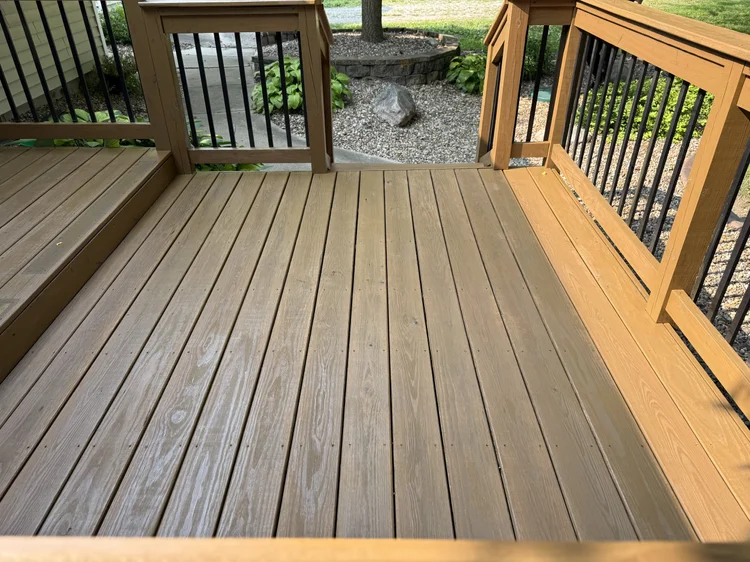 Deck railings after staining in Altoona, Iowa