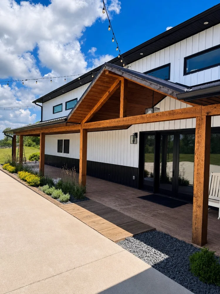 Cedar porch and barn wood stained in Bondurant, Iowa