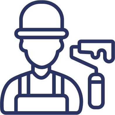 Icon representing painter with roller