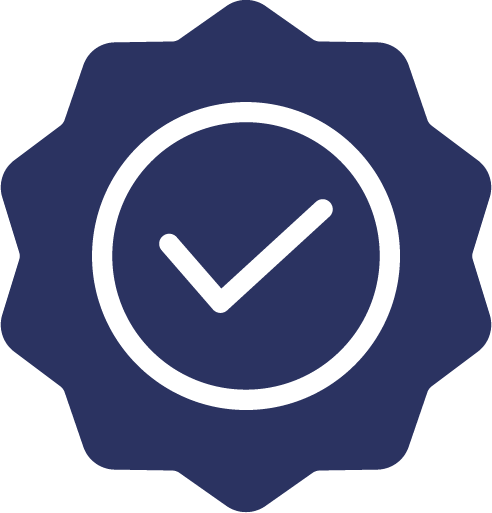 Icon with checkmark representing quality
