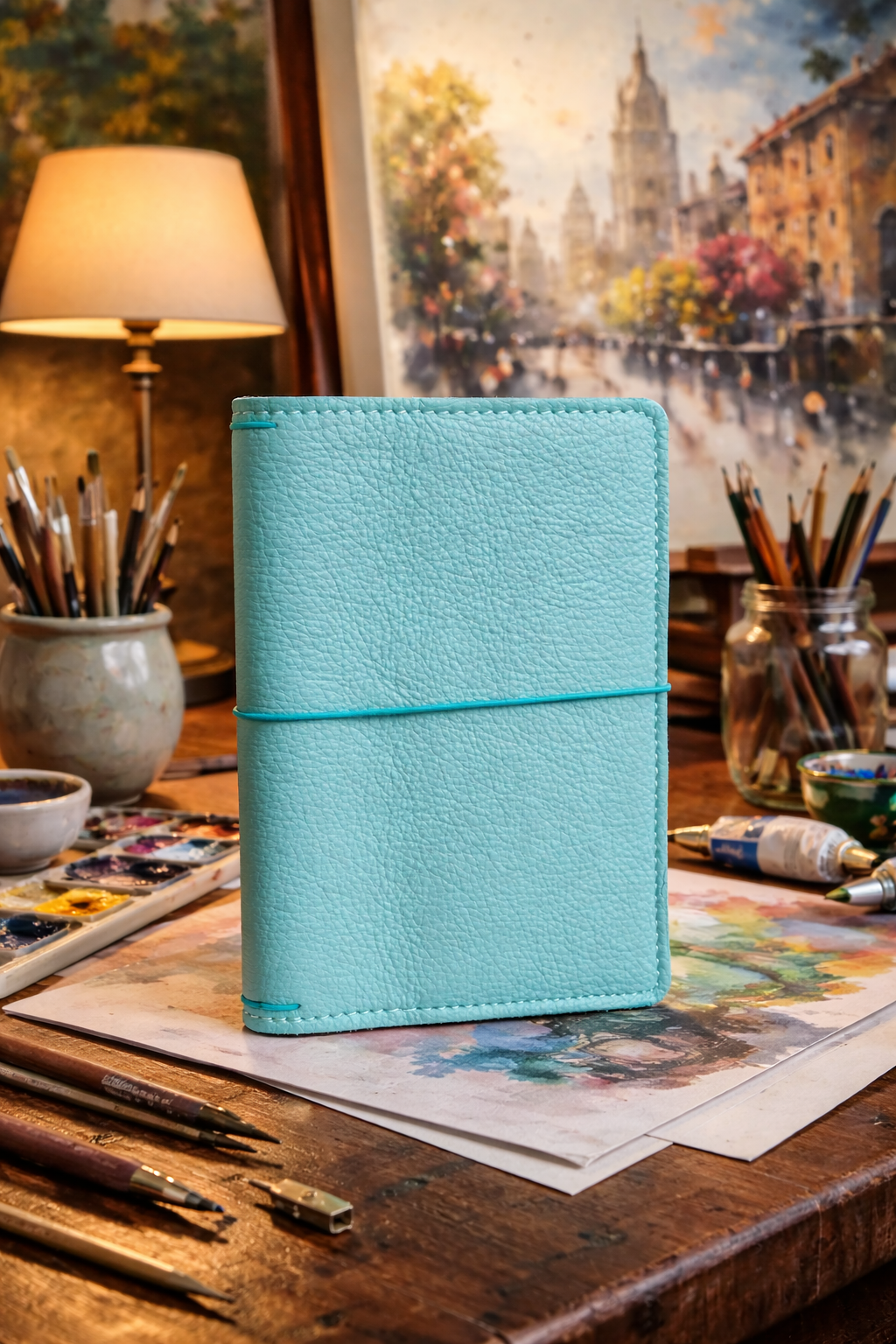 Standard/Wide Leather Travelers Notebook in Blue | Leather Quill Original (Ready to Ship)