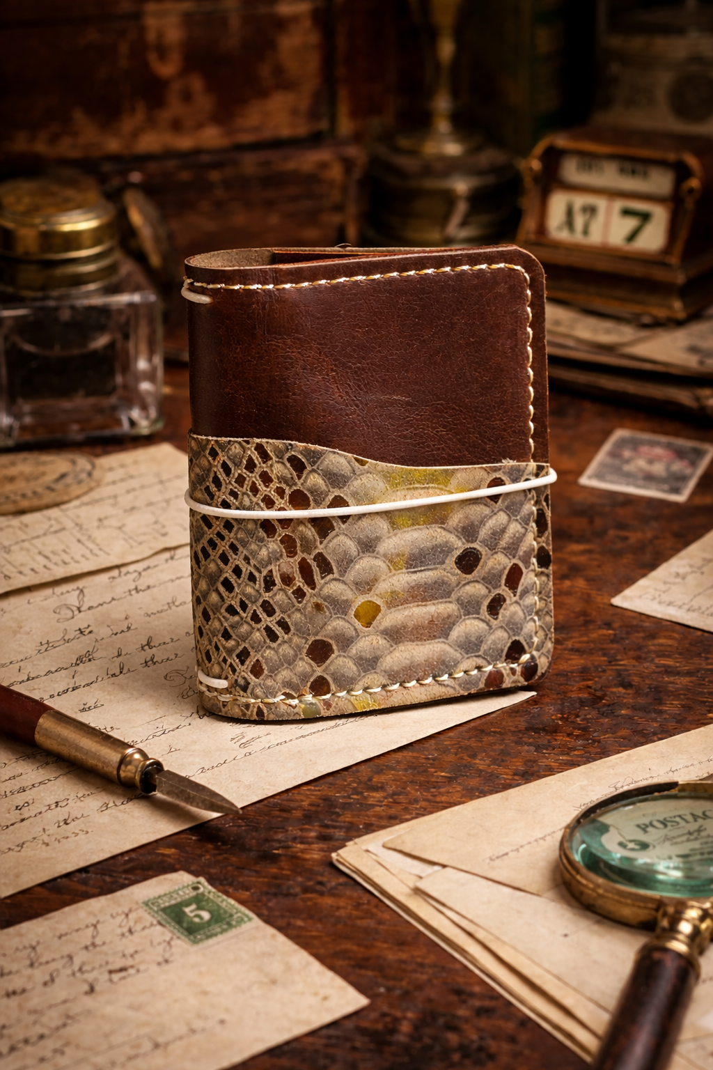 Micro Traveler’s Notebook in English Tan Leather | Leather Quill Original (Ready to Ship)