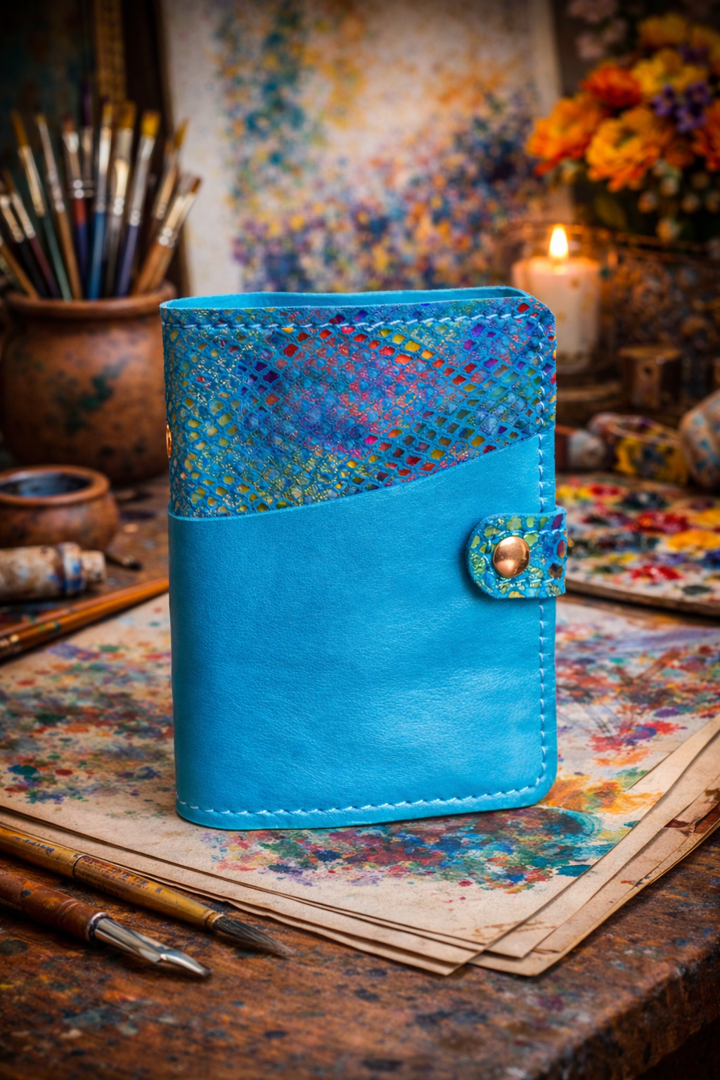 Pocket Six-Ring Leather Binder in May Dragon with Large Front Pocket | Leather Quill Original (Ready to Ship)