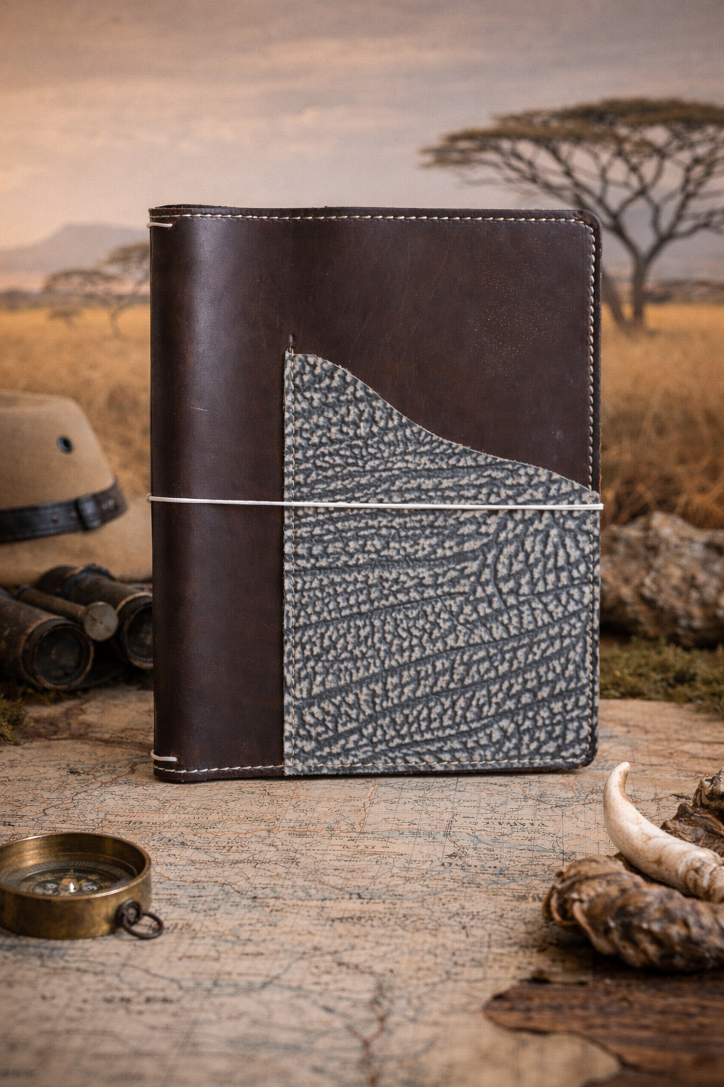 Composition Size Traveler’s Notebook in Grey Oil-Tanned Leather | Leather Quill Original (Ready to Ship)