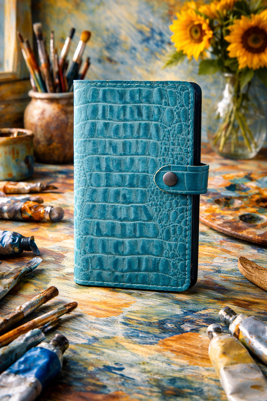 Hobonichi Weeks Leather Slipcover in Faux-Croc Embossed Leather | Leather Quill Original (Ready to Ship)