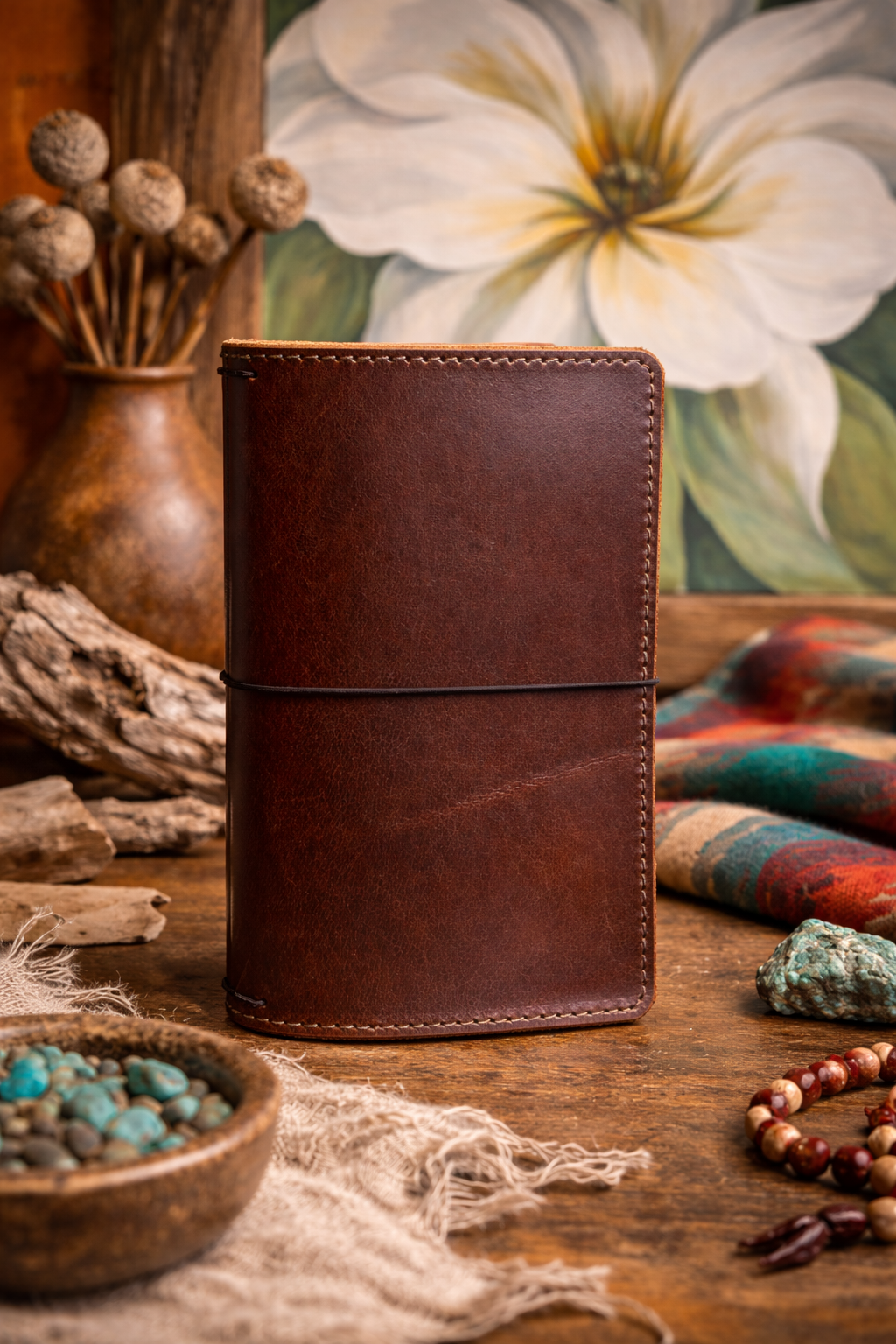 Narrow / Regular Leather Travelers Notebook in Mahogany Brady | Leather Quill Original (Ready to Ship)