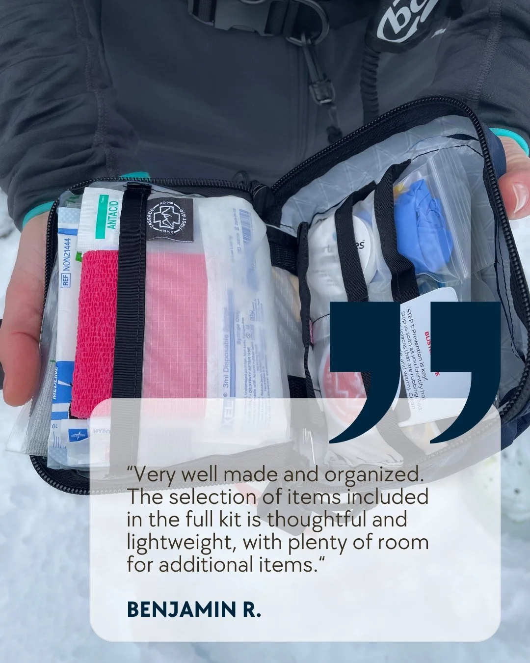 “Very well made and organized. The selection of items included in the full kit is thoughtful and lightweight, with plenty of room for additional items.“.jpg