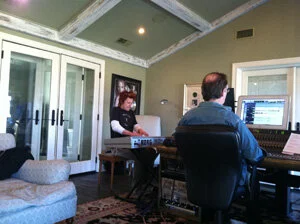 Mark records Less for some piano overdubs in my home studio.