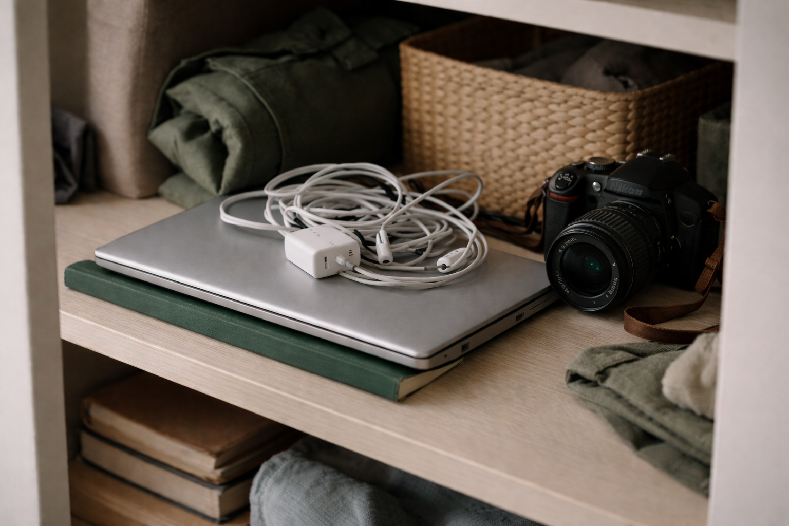 Ongebruikte laptop en camera die al lange tijd ongebruikt liggen, het vertrekpunt van verkoopjelaptop.be