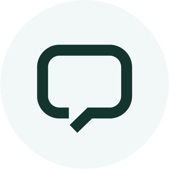 Icon of a speech bubble with a small tail at the bottom left.