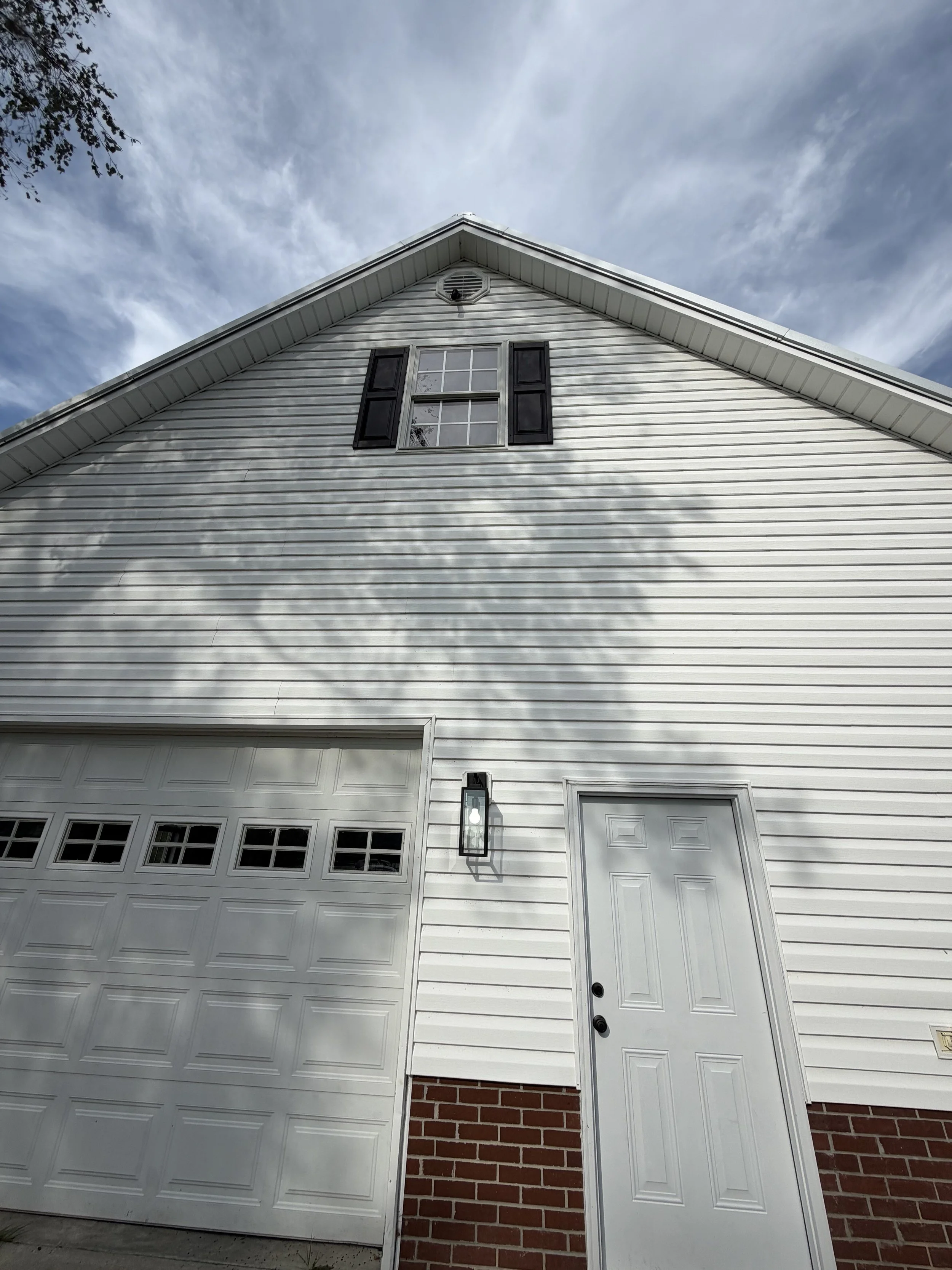 The gable vent has been covered to prevent intrusion from unwanted animals.