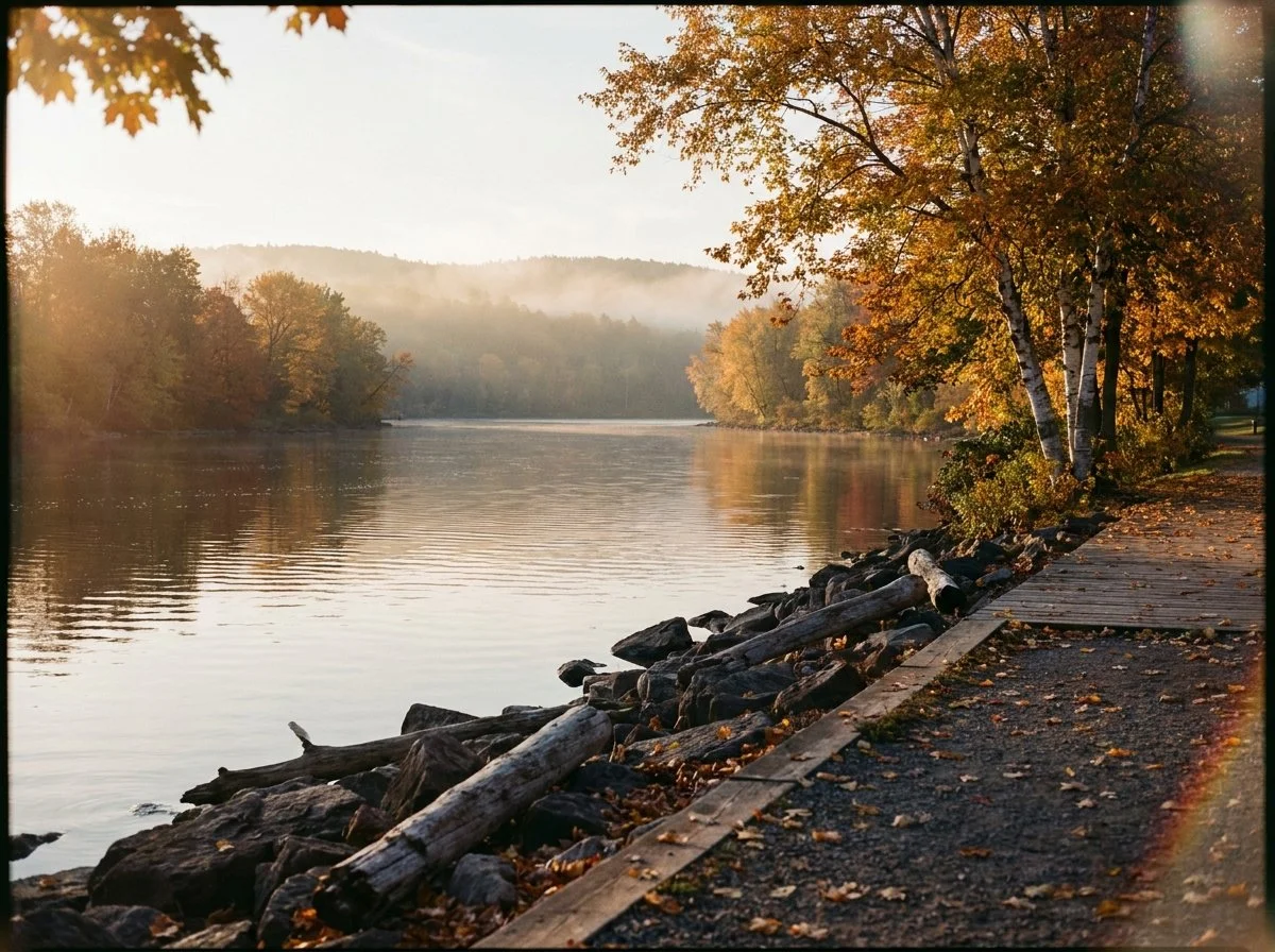 Walking path along Ottawa river in Pembroke Ontario