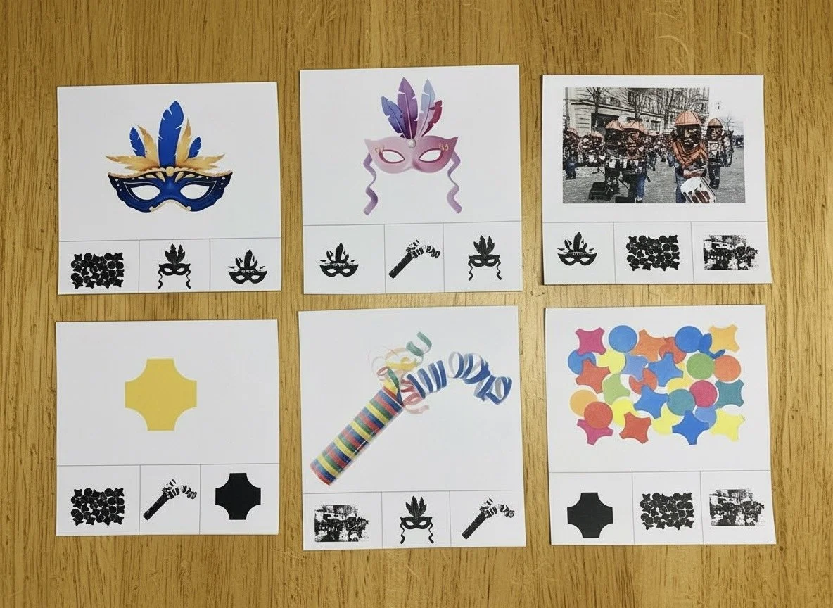 Fasnacht | Schattenbilder erkennen | ab 3 Jahren | Montessori inspiriert