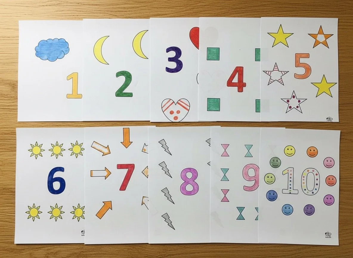 Ausmalbilder | Zahlen und Symbole lernen | ab 3 Jahren | Montessori inspiriert