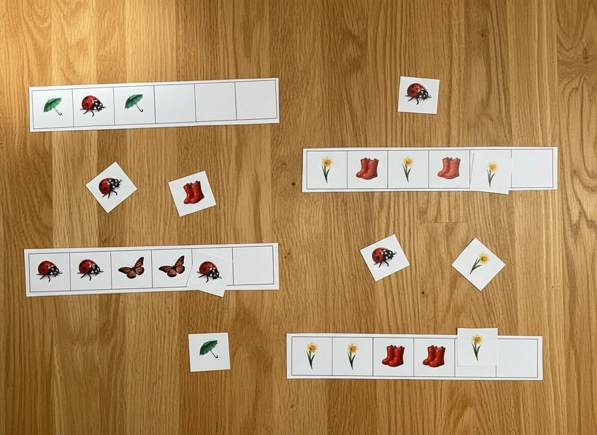 Frühling | Muster vervollständigen | ab 4 Jahren | Montessori inspiriert