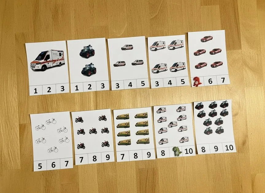 Zählkarten Fahrzeuge | ab 4 Jahren | Montessori inspiriert