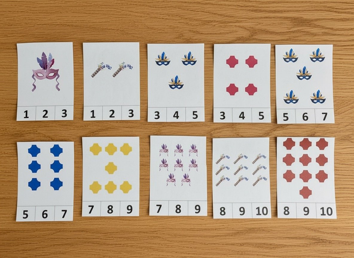 Fasnacht | Zählkarten | ab 4 Jahren | Montessori inspiriert