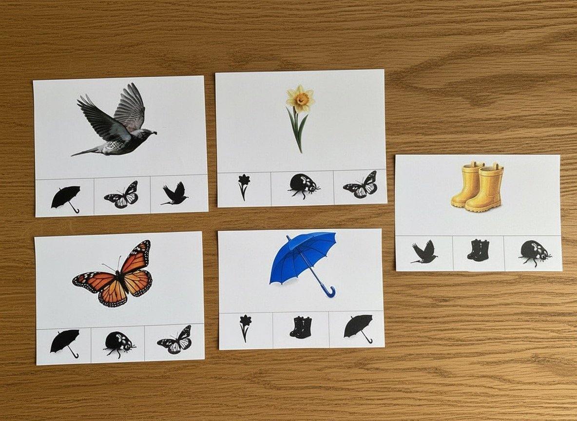 Frühling | Schattenbilder erkennen | ab 3 Jahren | Montessori inspiriert