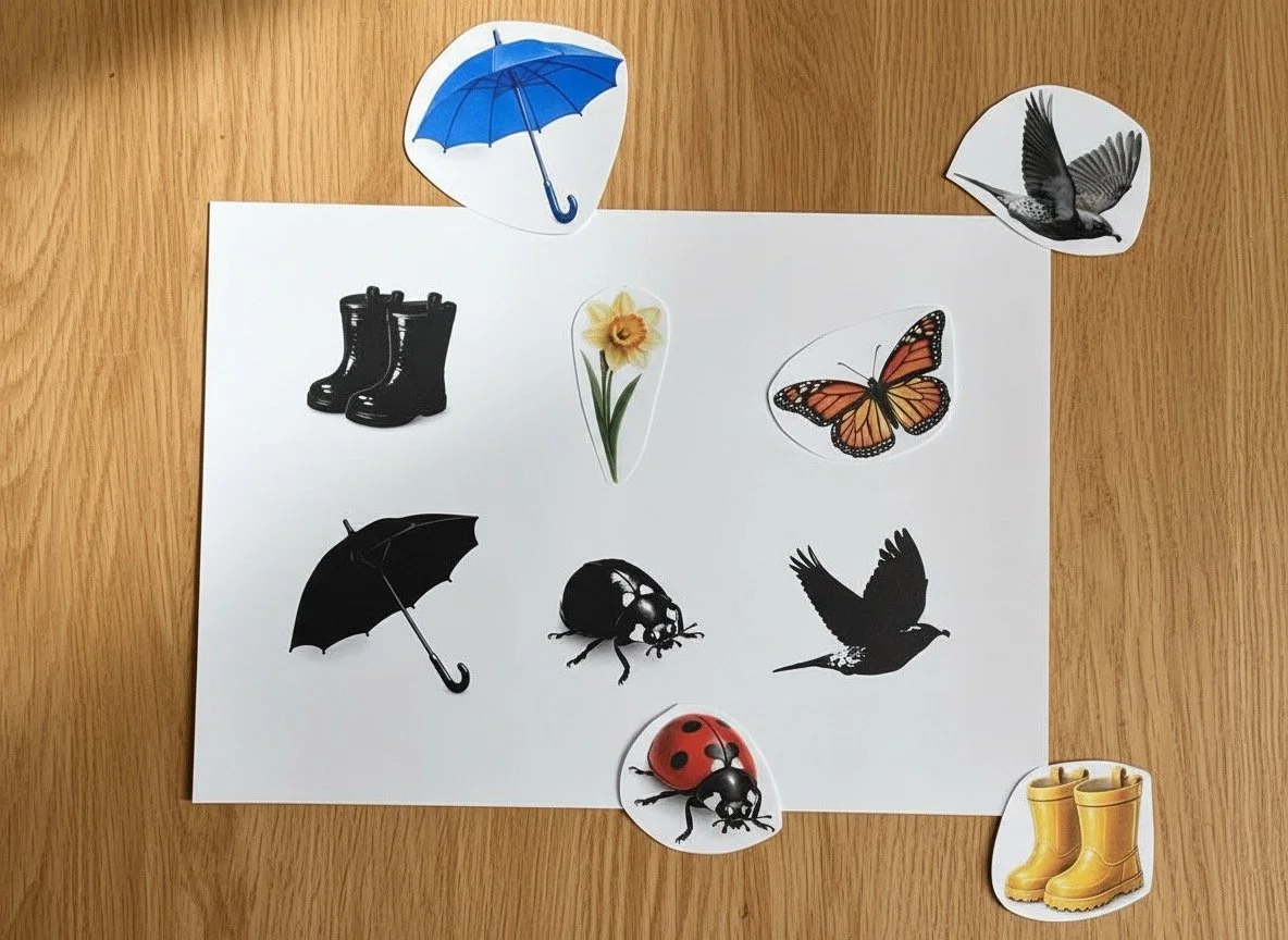 Frühling | Schattenbilder erkennen | ab 2 Jahren | Montessori inspiriert