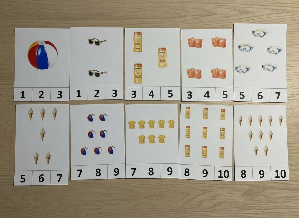 Sommer | Zählkarten | ab 4 Jahren | Montessori inspiriert