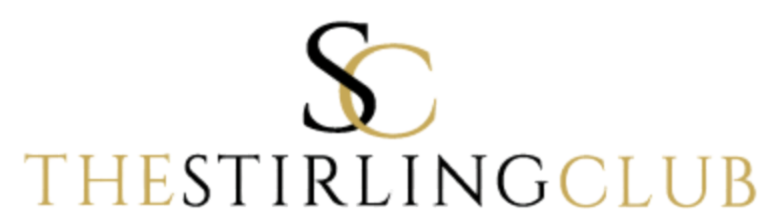 Logo of The Stirling Club with stylized 'S' and 'C' in black and gold above the club name.