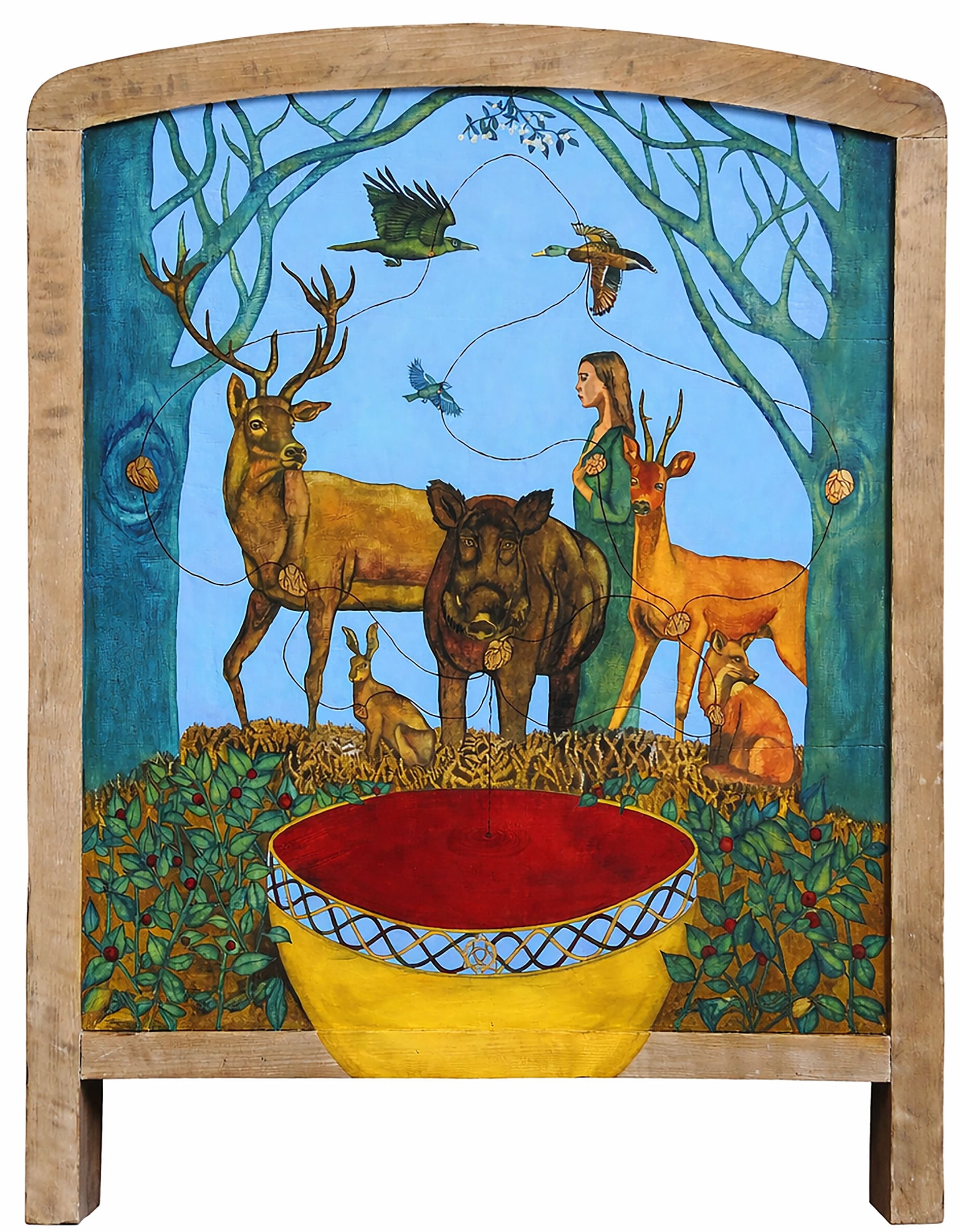  Au sang liés , huile sur bois,  70 x 65 cm, 2025