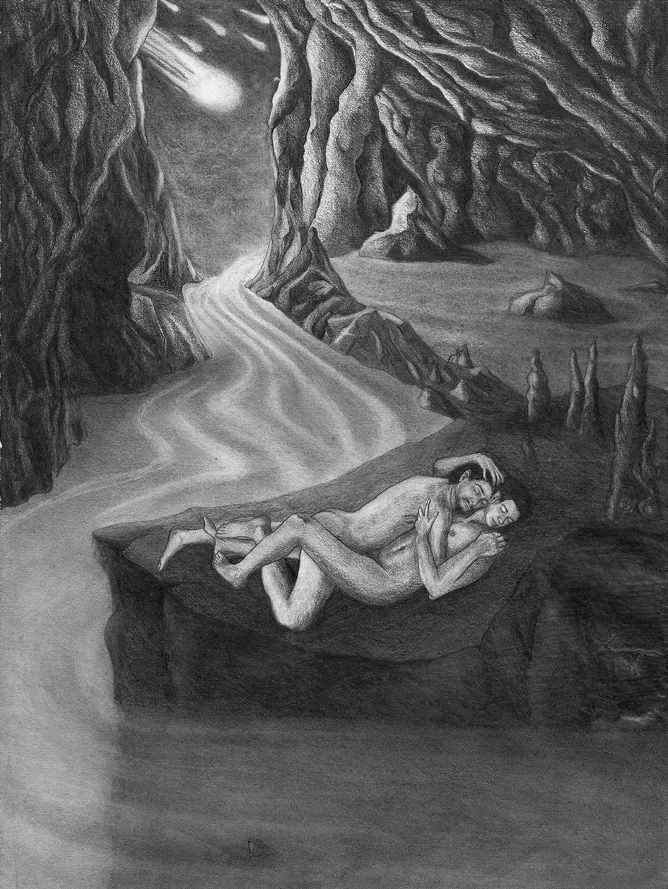  L'antre , graphite sur papier, 30 x 40 cm, 2022