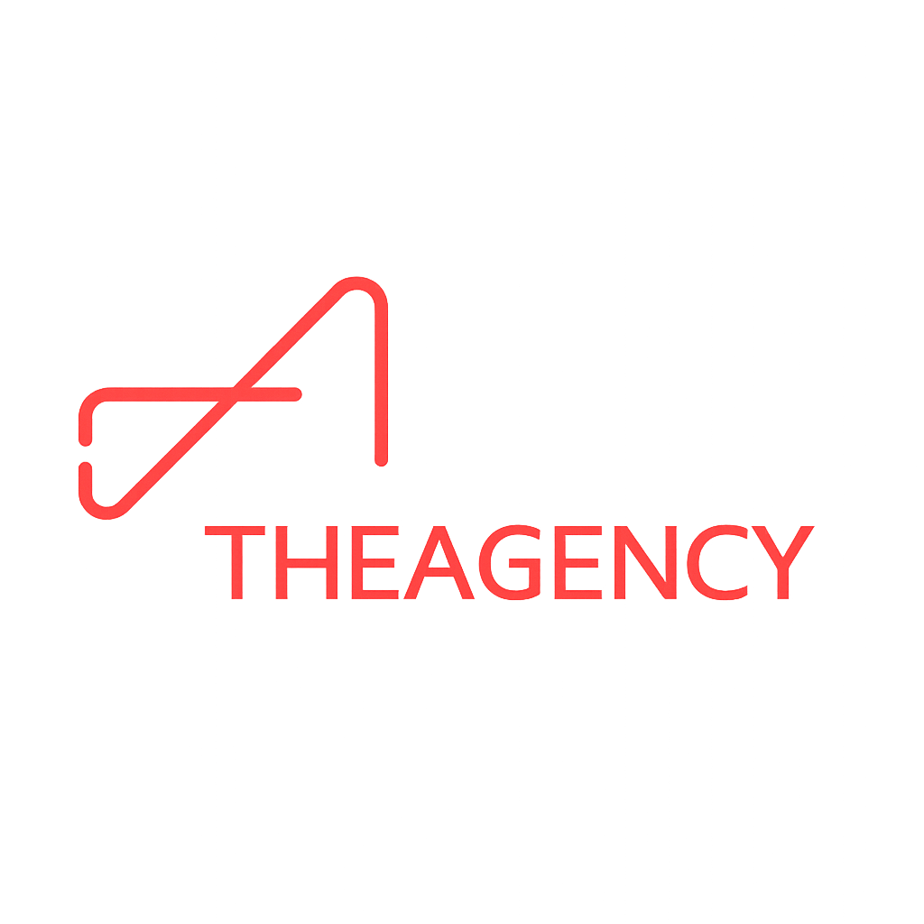 Logo of theaGENCY with a stylized red line graph and the word THE AGENCY in red capital letters on a black background.