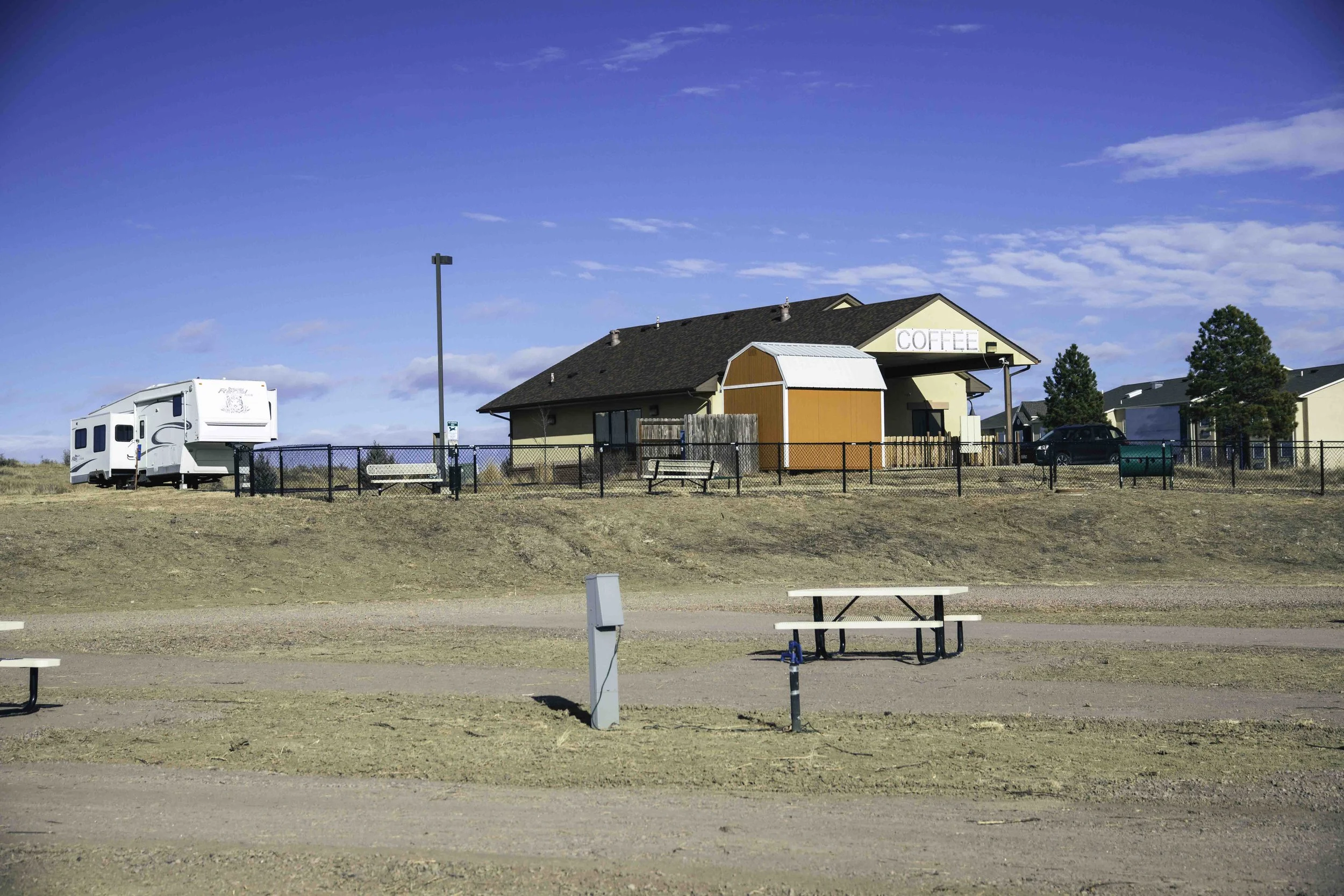 dog park and adjacent coffee shop