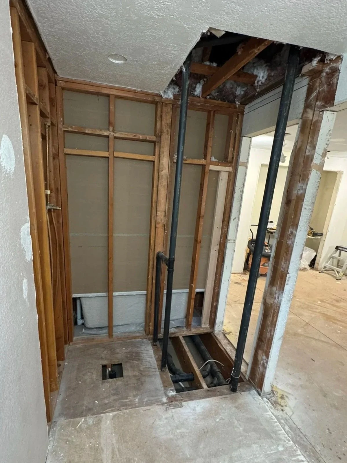 Getting ready to install the new shower