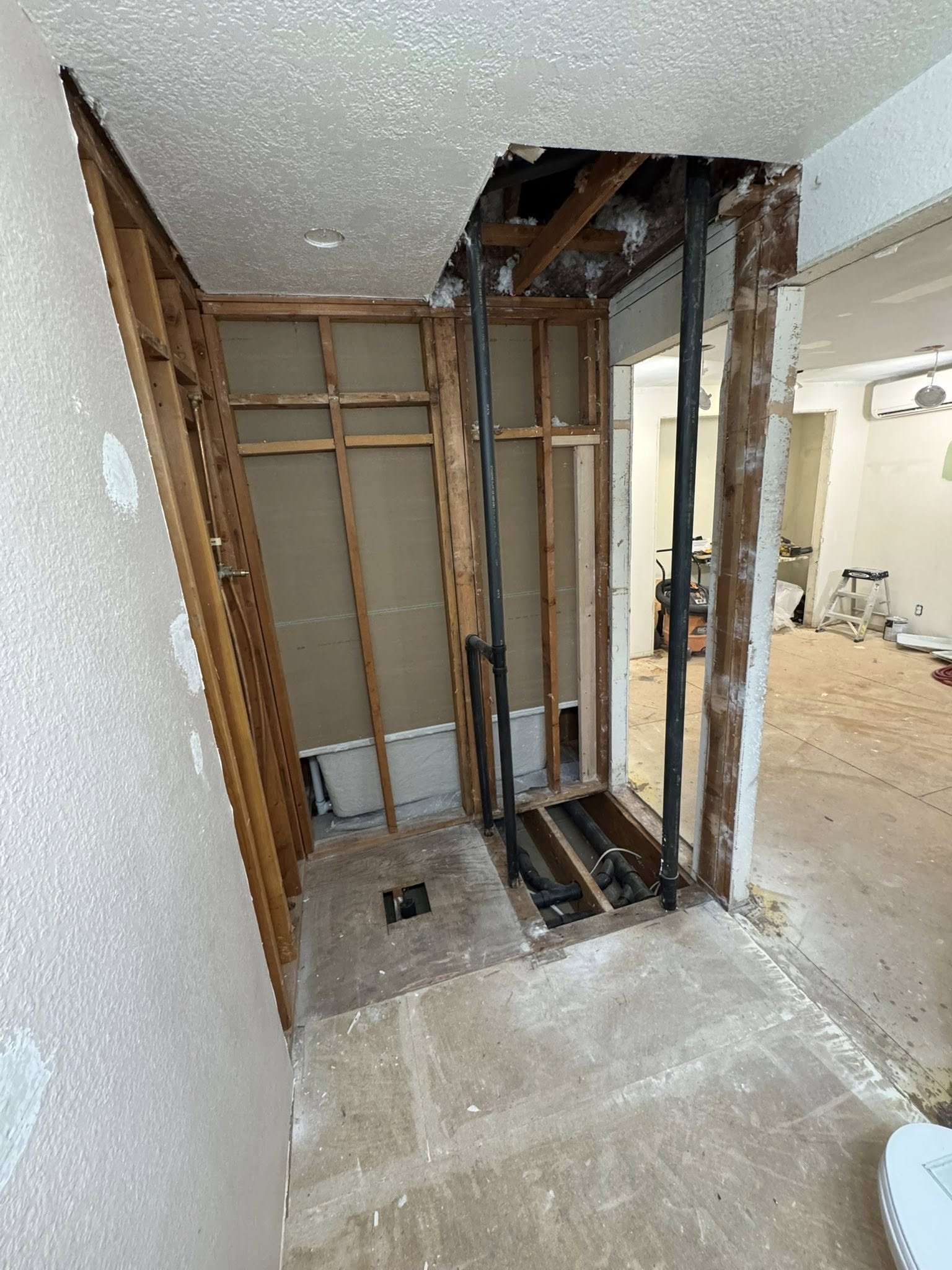 Getting ready to install the new shower