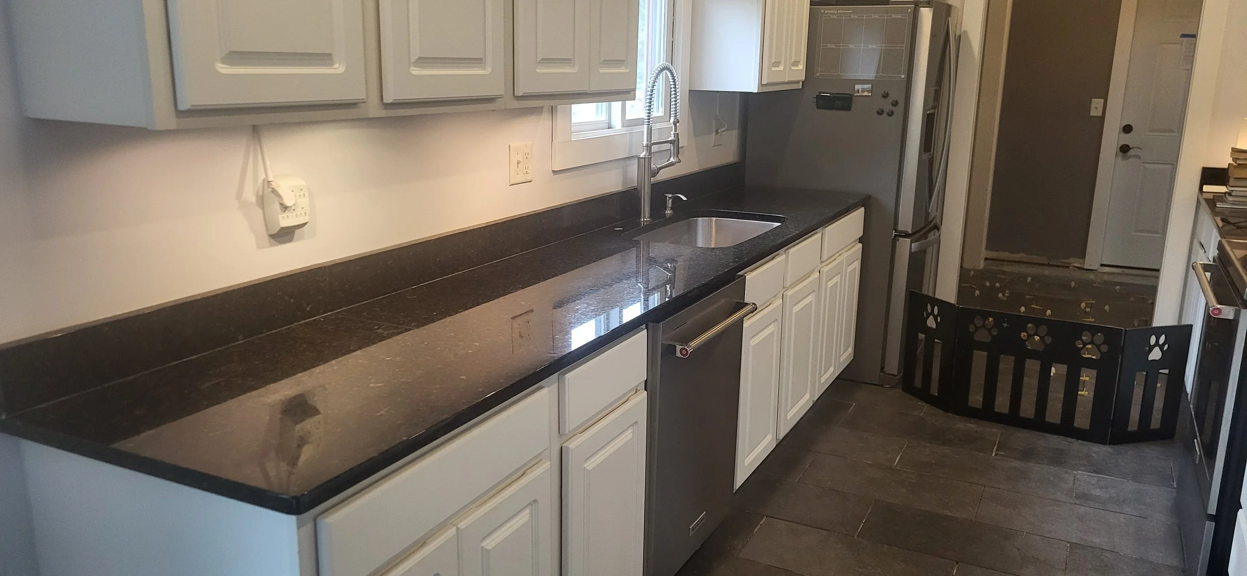 The sink run cleaned and sealed and multiple chips on the sink radius repaired.