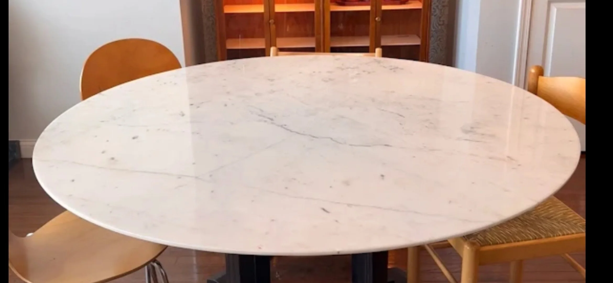 Repaired marble table top.