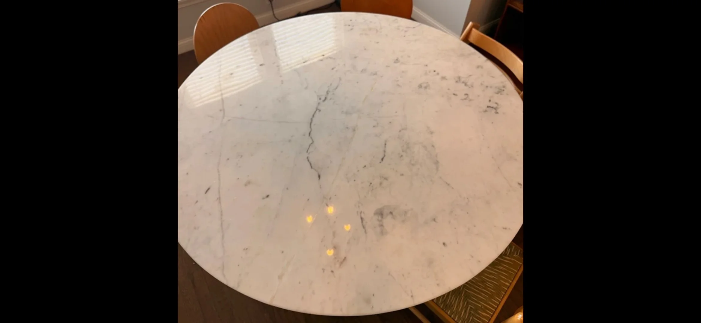Repaired marble table top.