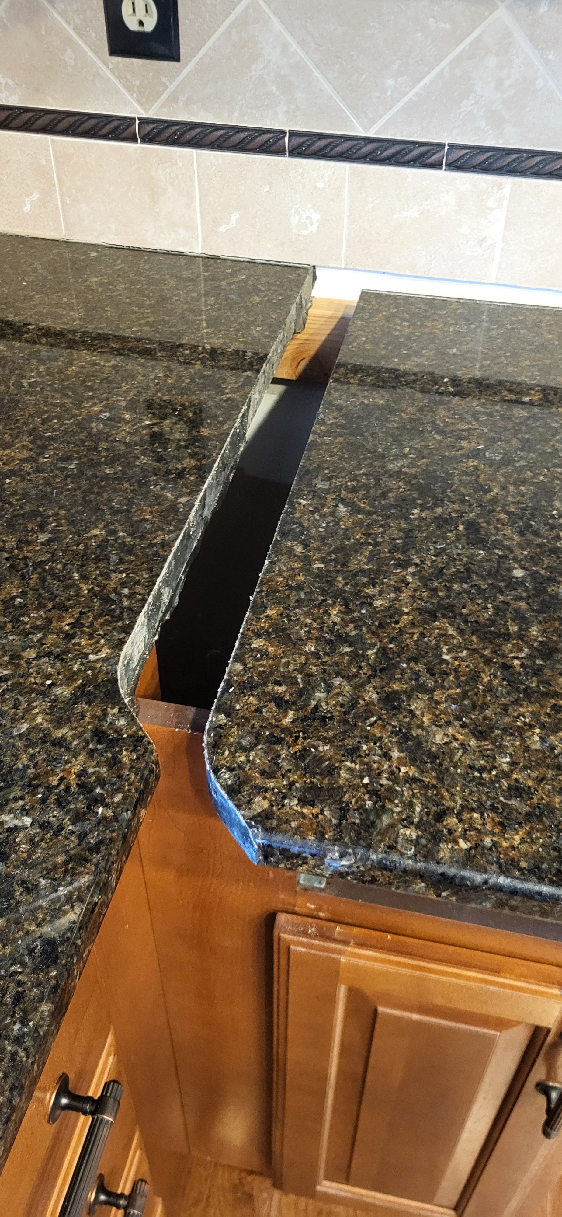 A completely apart seam.