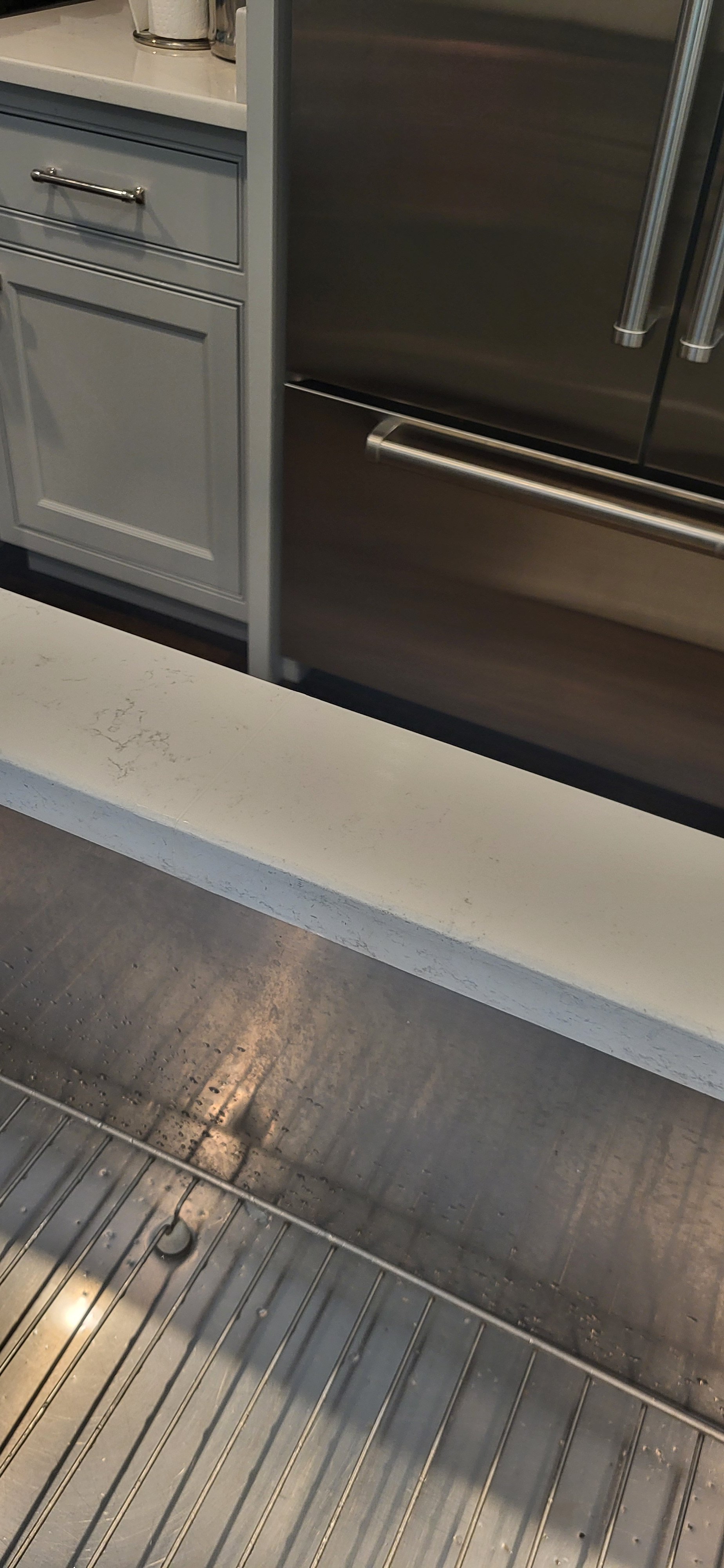 The front sink rail seam also separated and repaired.