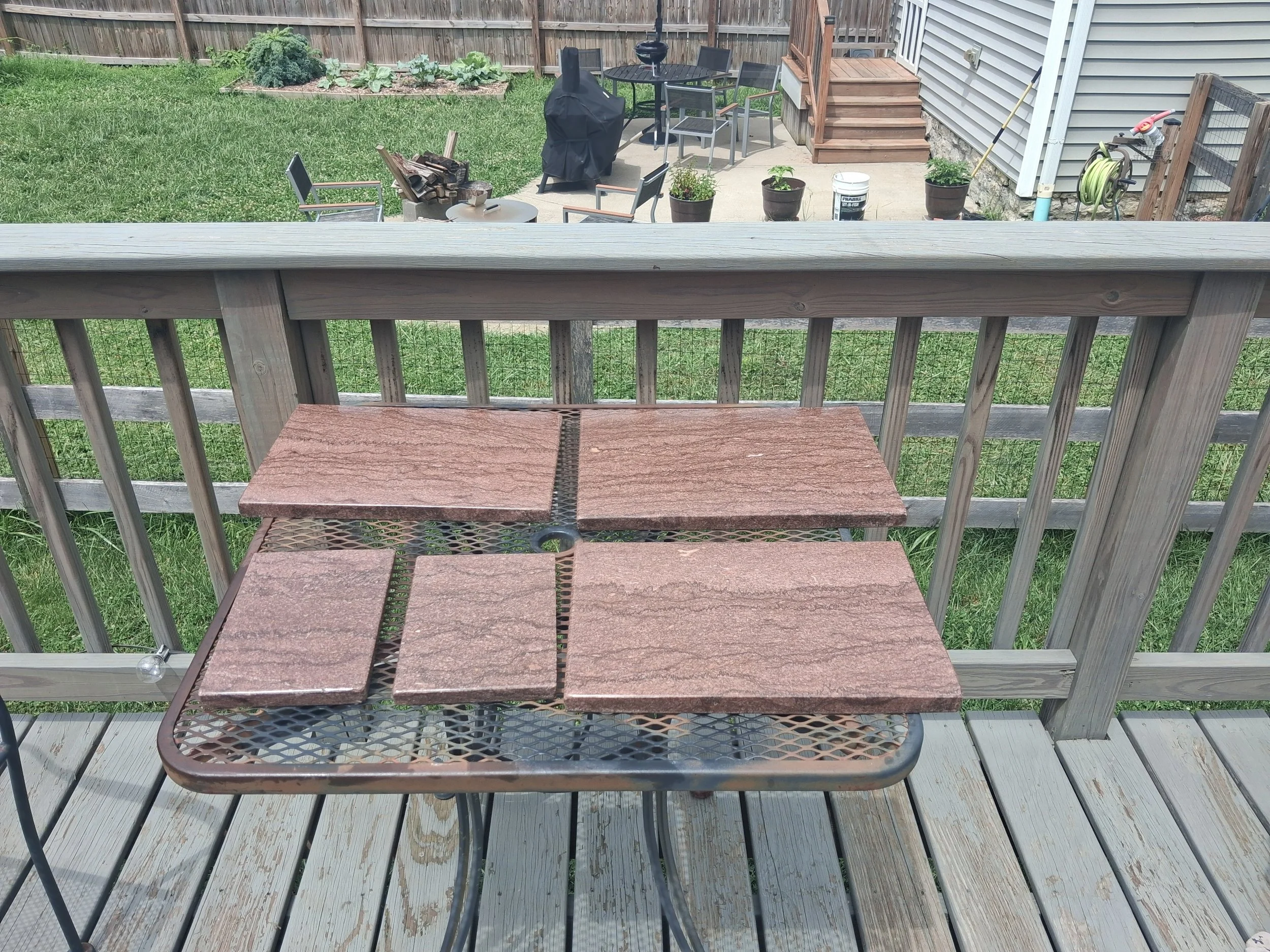 This was a old slab a customer wanted cut into cutting boards. They are cut to her measurements and all sides polished.