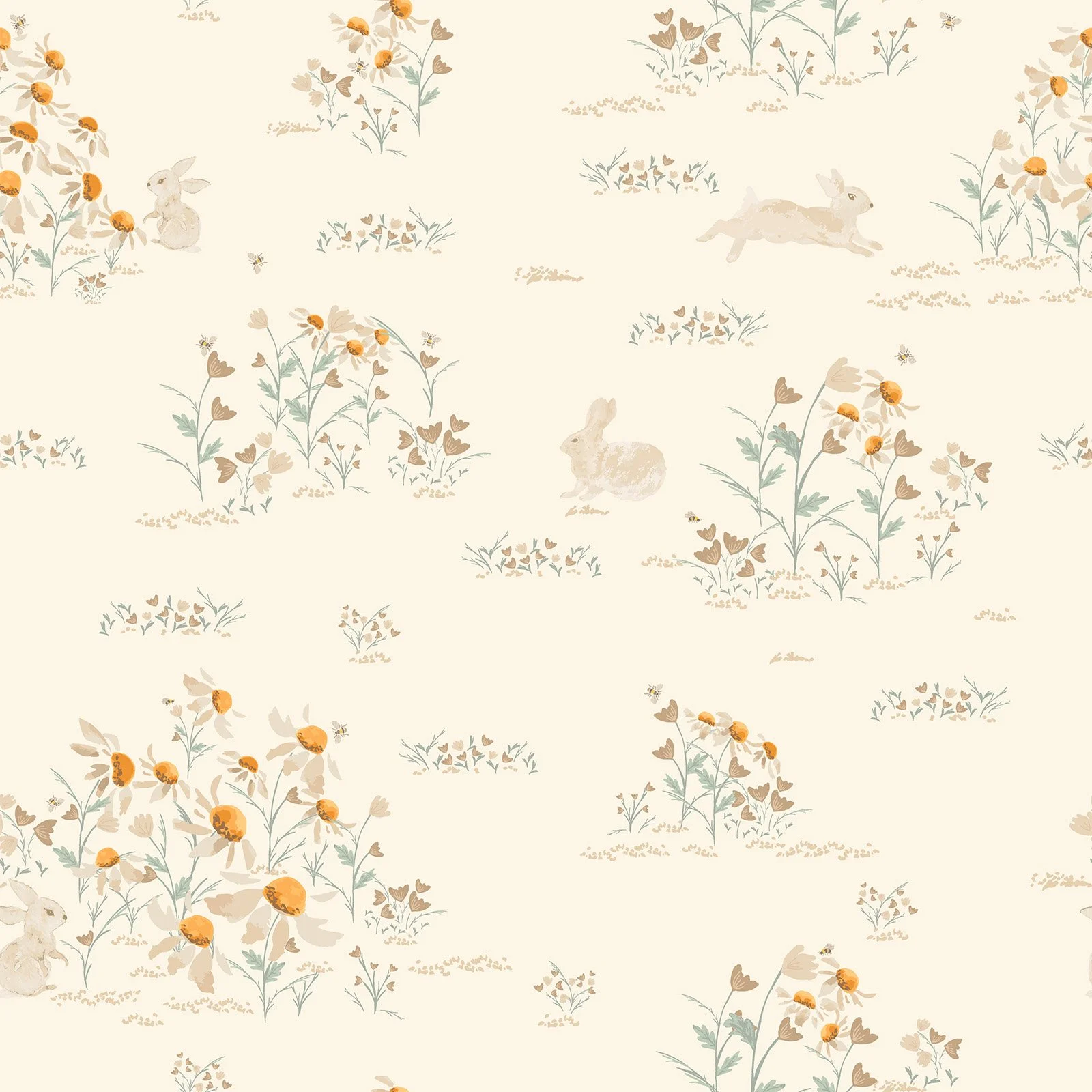 Bunnies Bees and Blooms - Warm Cream
