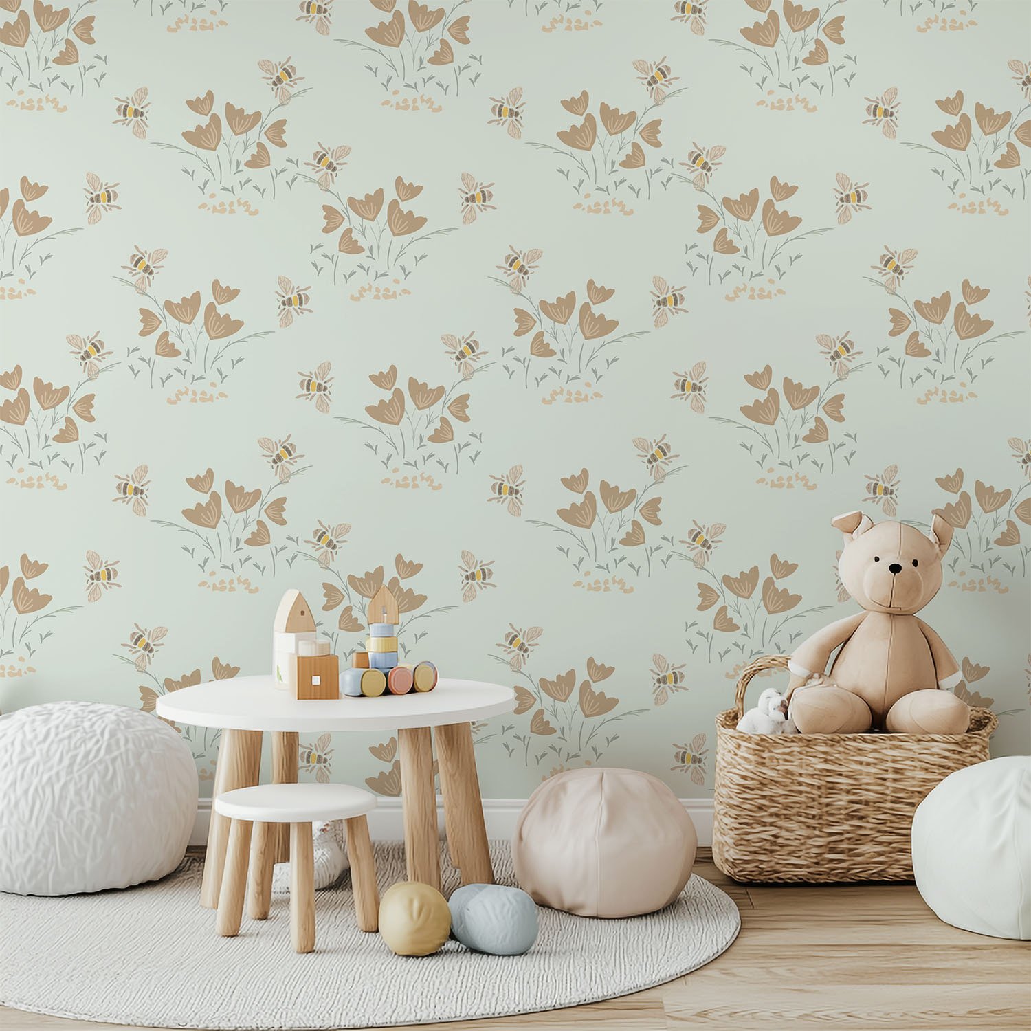 Bees and Blooms - Light Sage