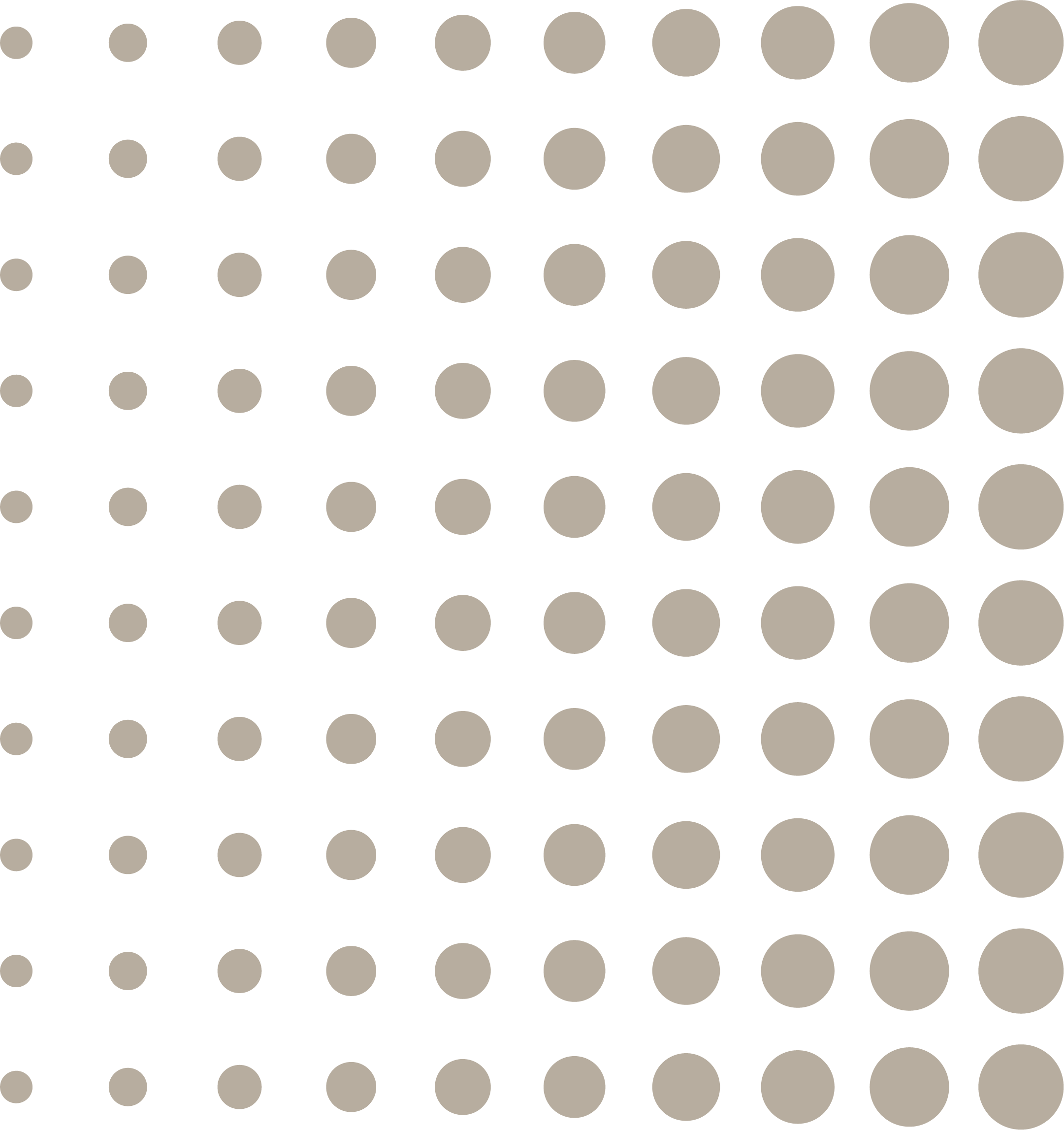 Close-up of a dotted pattern with alternating rows of small and large gray dots on a black background.