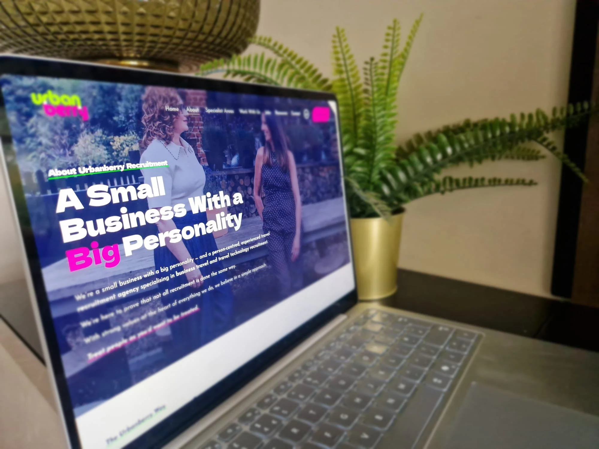 Urbanberry Recruitment website displayed on a laptop