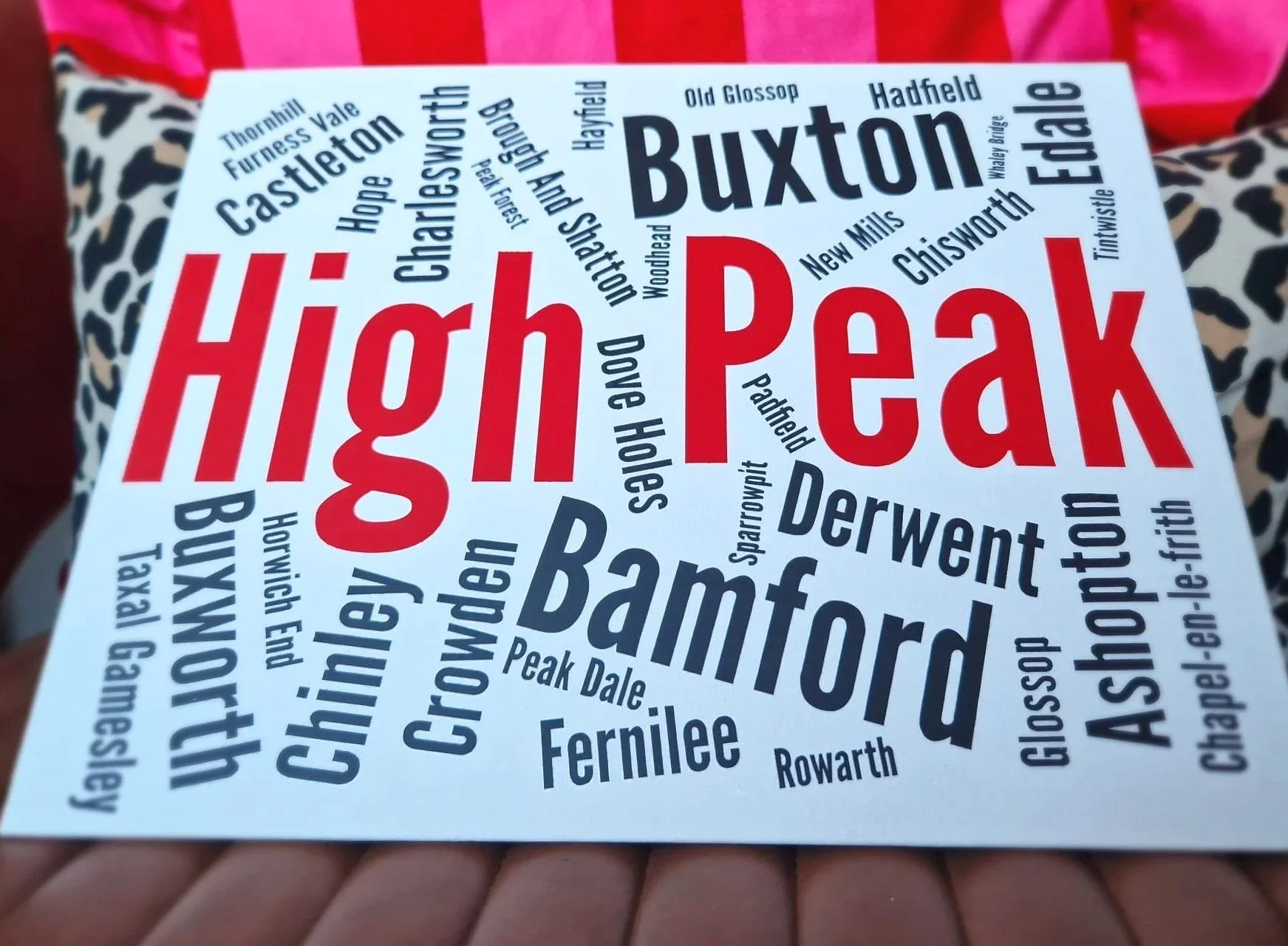 Map-style artwork showing towns across the High Peak including Glossop, Buxton and Bamford, representing local SEO for small businesses.