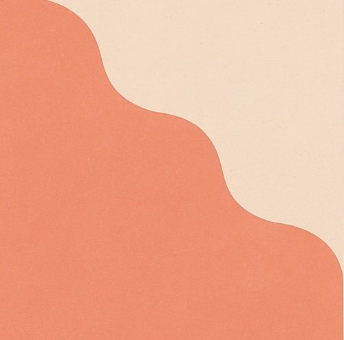 An abstract illustration with a cream-colored background and a large, irregular orange shape.