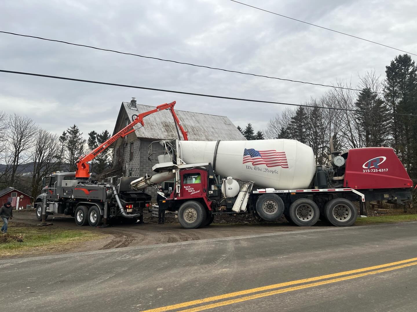 For the final phase of the foundation restoration project, we used a pump truck to place concrete between the interior and exterior block walls while fully filling the block cores. This process tied the remaining stone foundation into the new wall, c