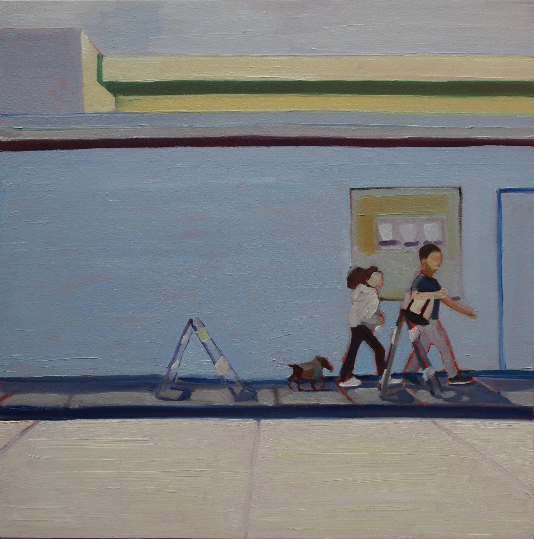 “SOMA Pedestrians.” 14”x14”. Oil on wood. 2025