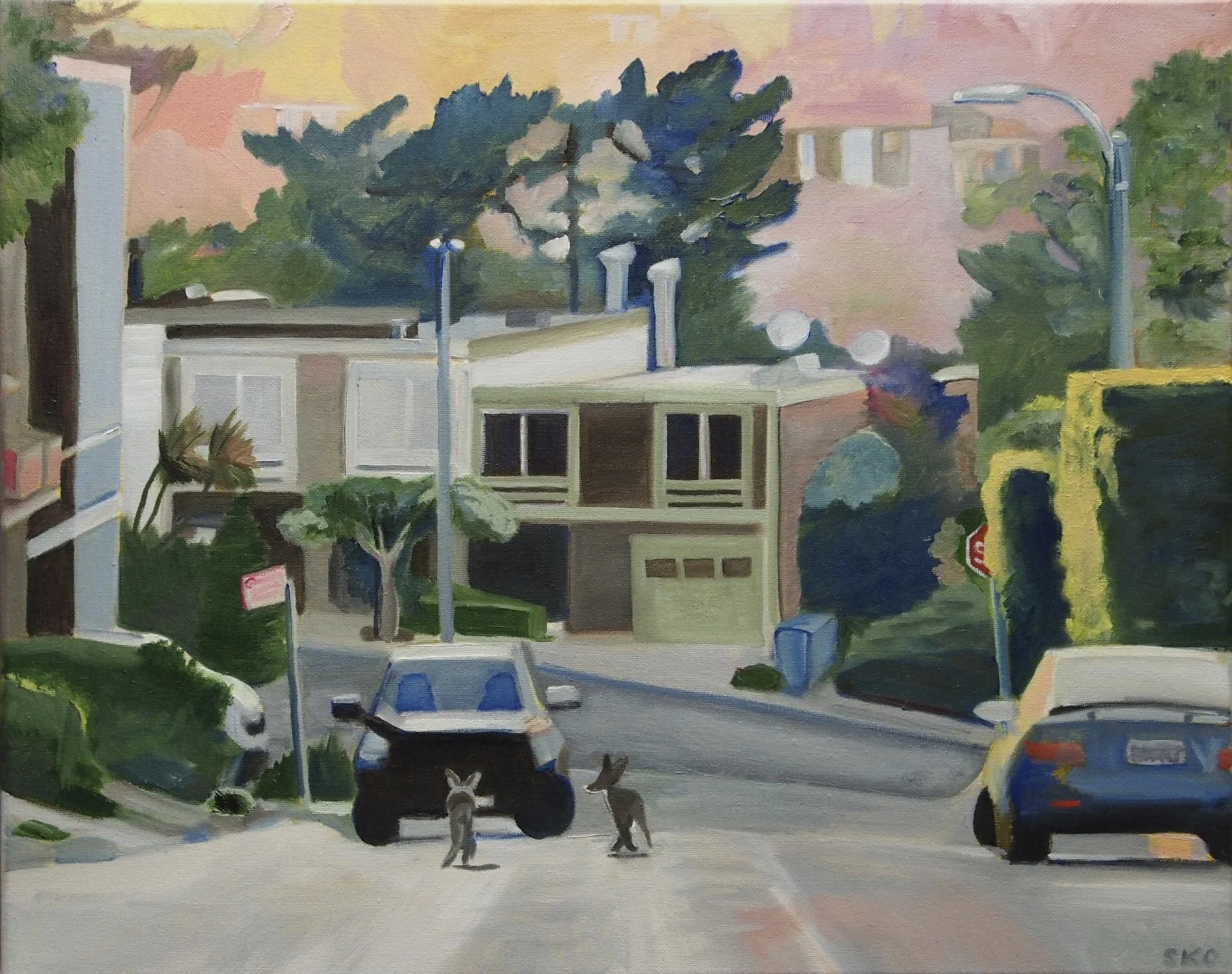 “The Coyotes of Goldmine Hill.” 16”x20”. Oil on canvas. 2025