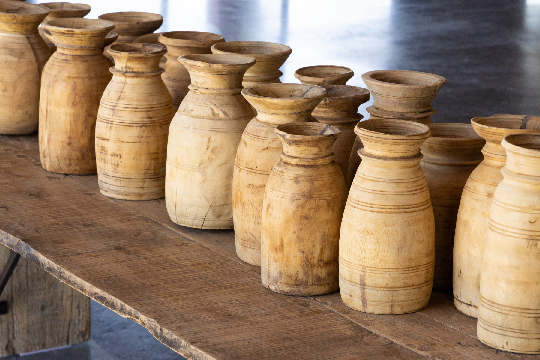 Natural Vintage Turned Wood Pot