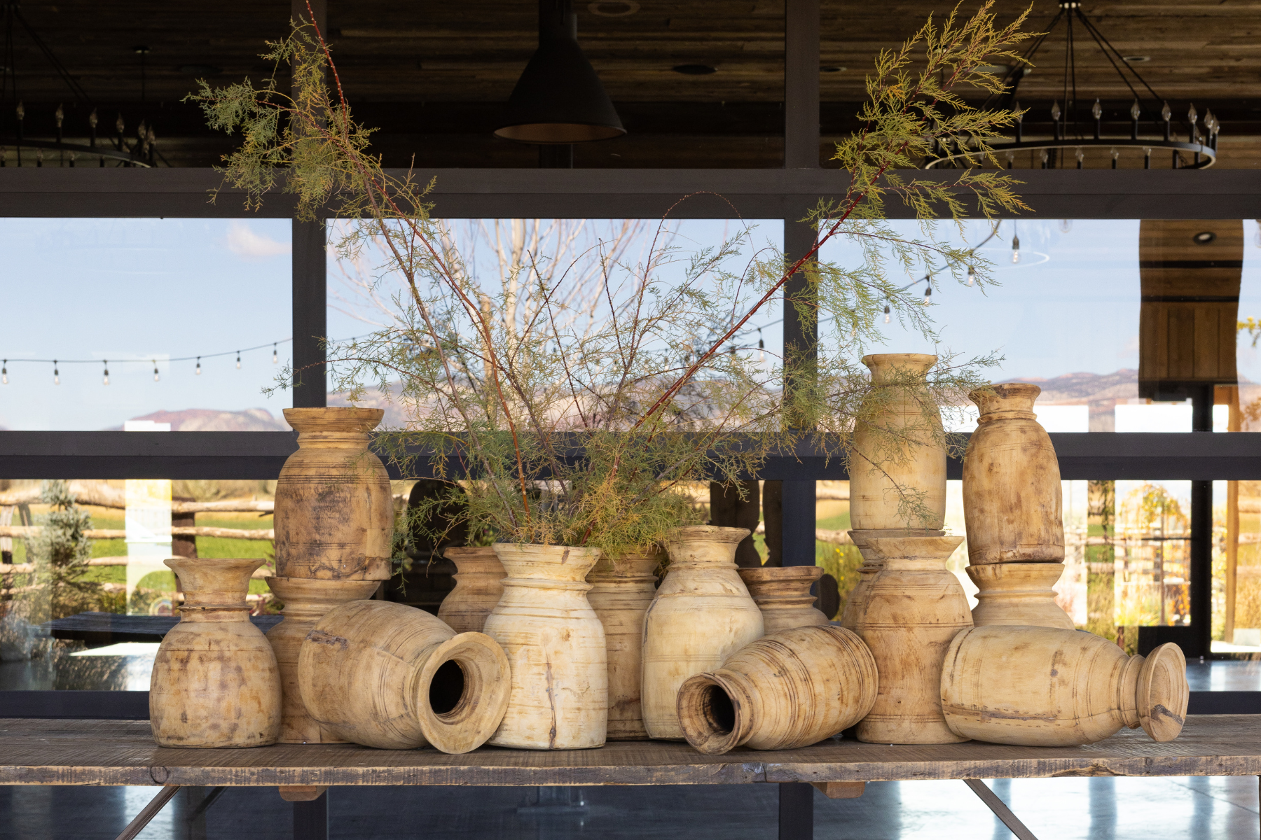 Natural Vintage Turned Wood Pot