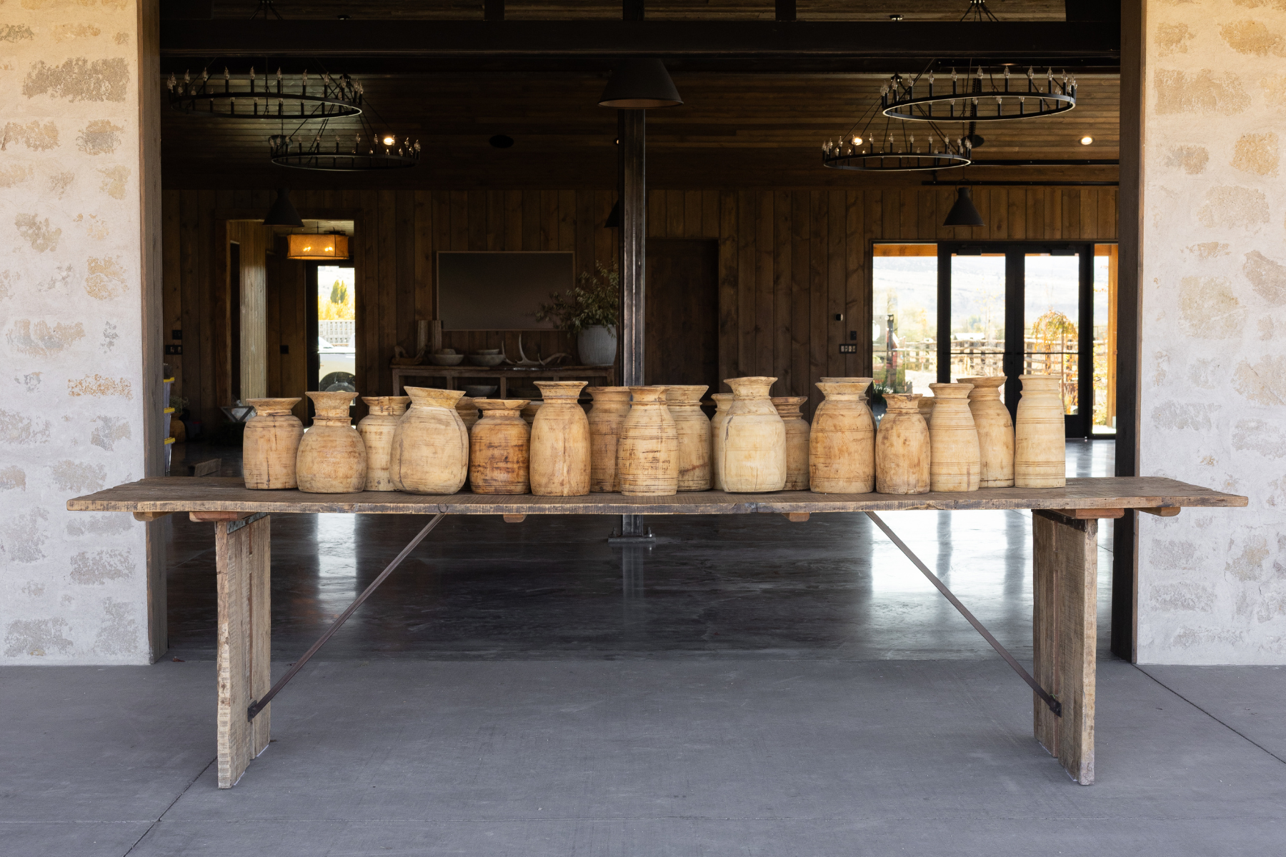 Natural Vintage Turned Wood Pot